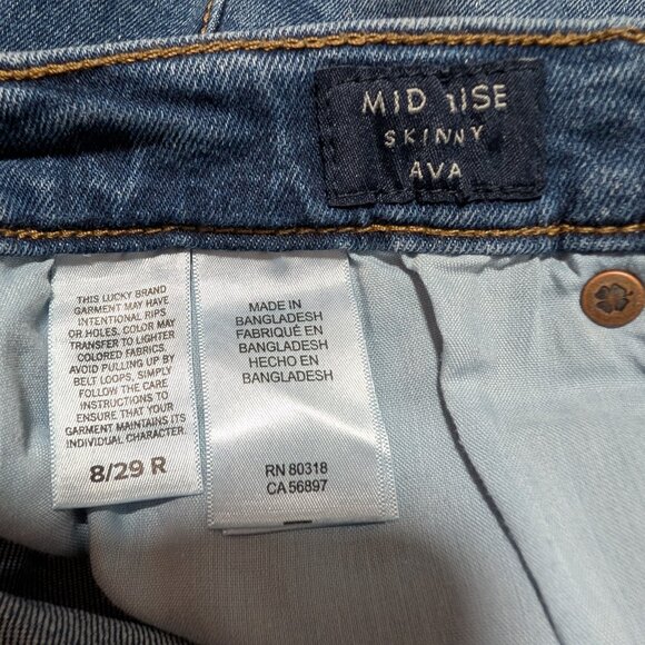 Lucky Brand Women's Medium Wash Ava Skinny Jeans Stretch Denim Faded Size‎ 8 - Picture 7 of 8